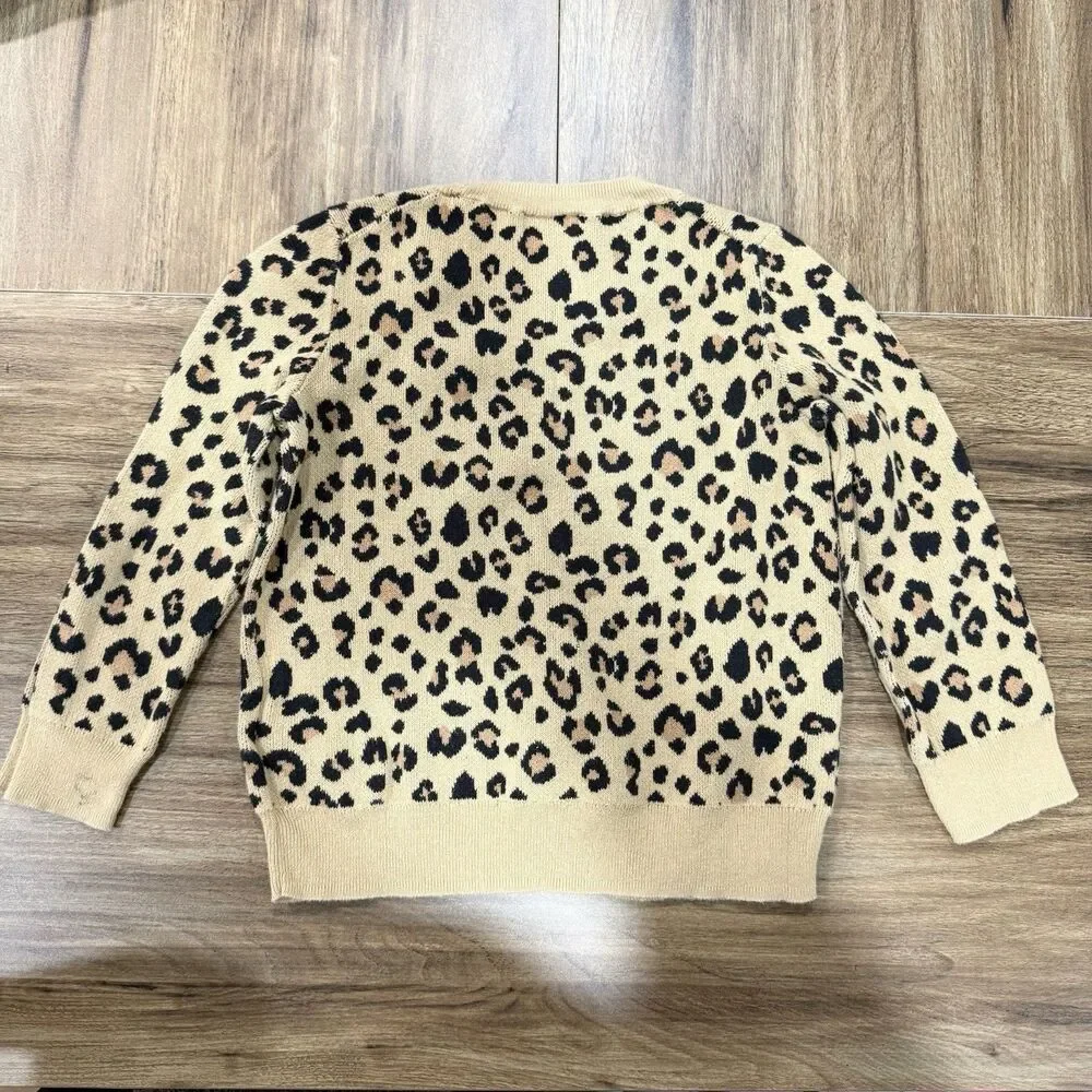 Crewcuts Leopard Print 100% Cotton Pullover Sweater Girls Size XS 4-5